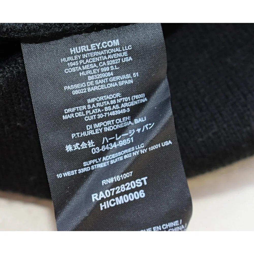 New w/Tags - Hurley Icon Staples Beanie in Black, One Size